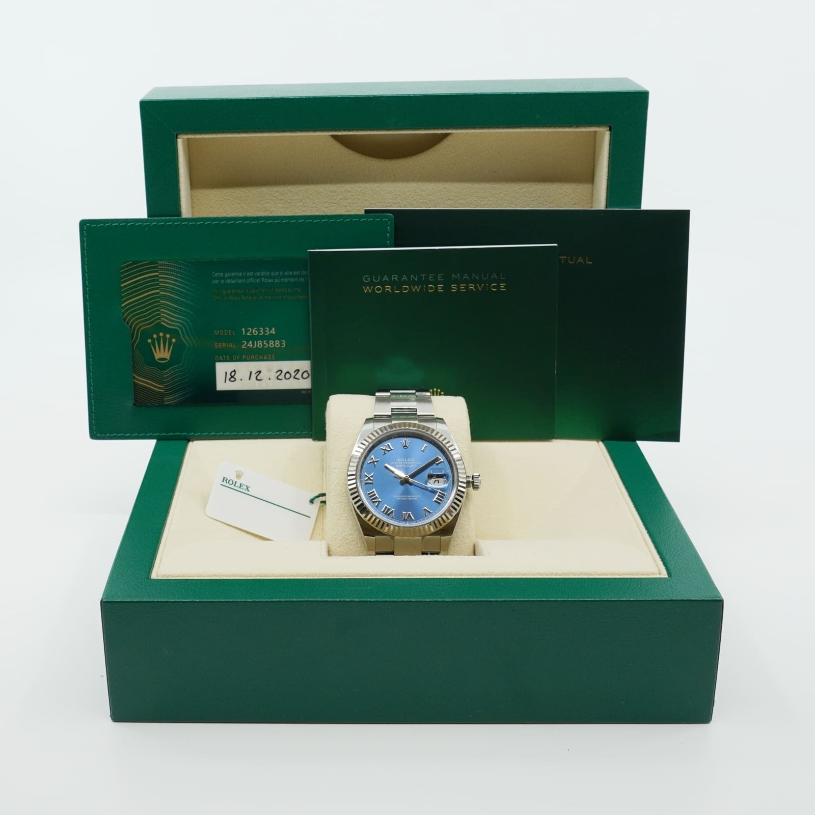 Armbandsur Rolex, Datejust, 41 mm, stål, vitguldsring, automat, datum, refnr. 126334, snr. 24J85883, - Bild 2