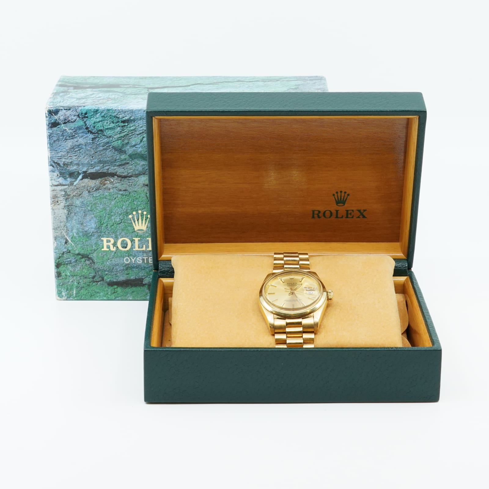Armbandsur Rolex Datejust Oyster Perpetual helguld 18K Boett 36 mm automat år 1973 - Bild 3