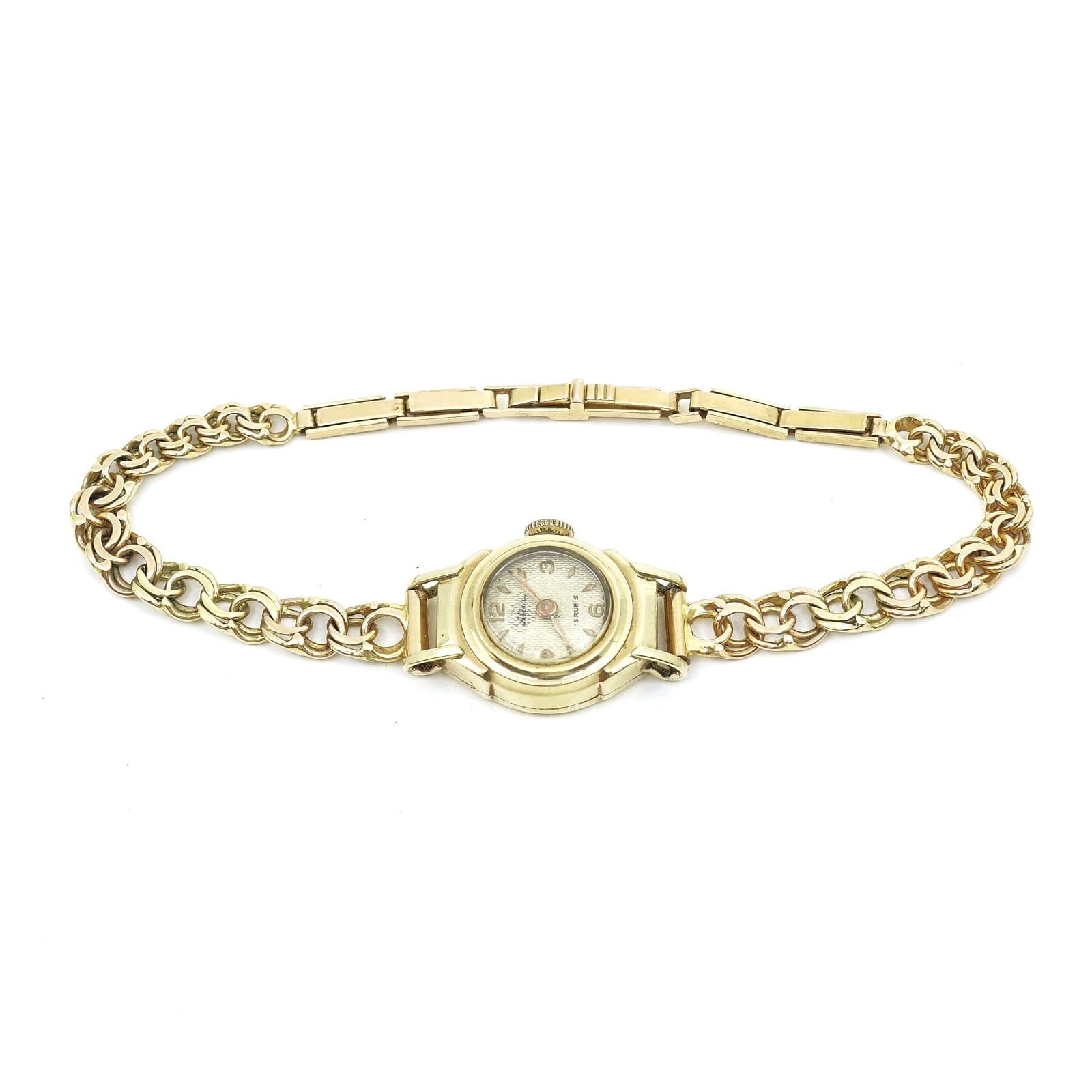 Armbandsur Alira Guld 14K Boett 17mm Längd 20cm med länk i 18K Guld – Defekt