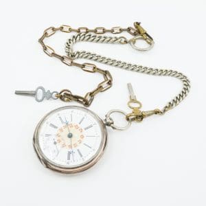 Fickur Ancre Ligne Droite 15 Rubis Breguet Silver S800 Boett 50mm med två nycklar