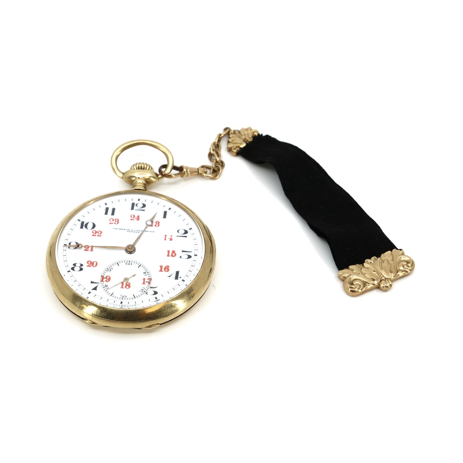 Fickur Vacheron & Constantin, Geneve, 48mm, 18K guld, 24 timmars-visning, graverad, med chatelaine - Bild 2