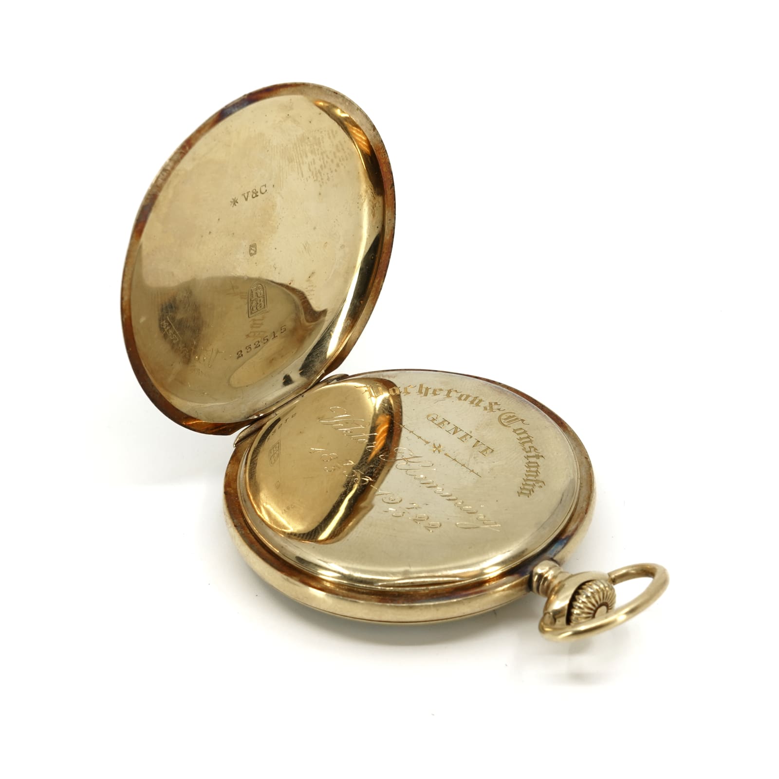 Fickur Vacheron & Constantin, Geneve, 48mm, 18K guld, 24 timmars-visning, graverad, med chatelaine - Bild 3