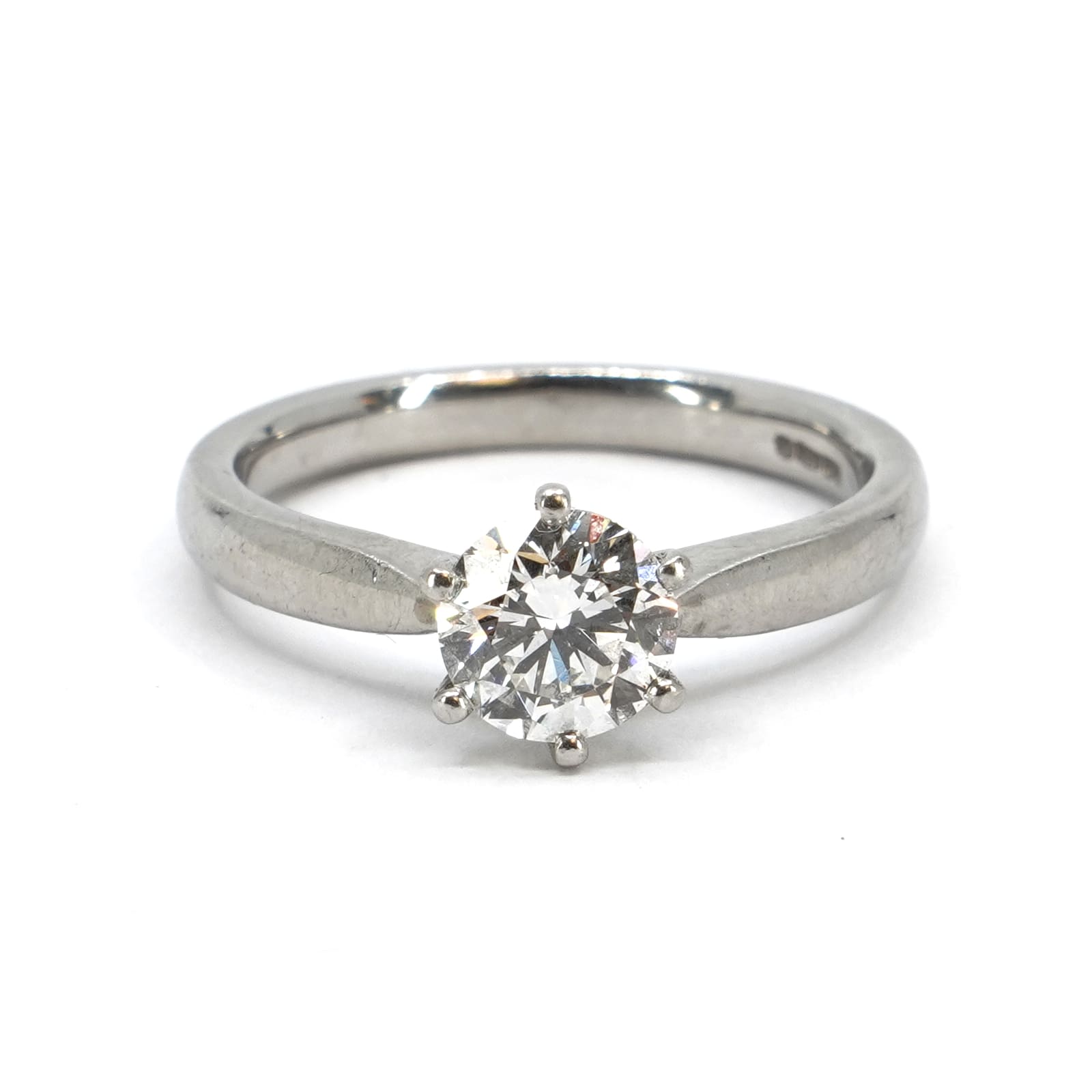 Solitärring platina – PT950 4,5g Ø16½ 0,90ct diamant – GIA H/SI1