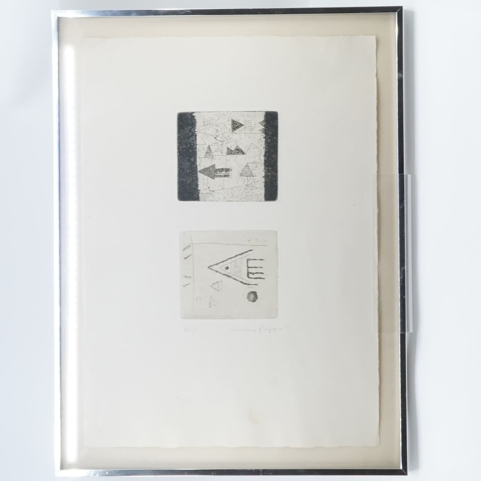 Max Papart (1911-1994) Grafiskt blad nr 20/40 signerad diptyk med abstrakt motiv