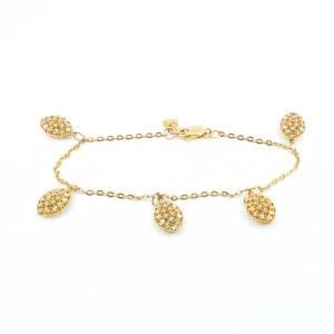Armband Guld 21K 6,3g Längd 19cm Bredd 1mm med berlocker