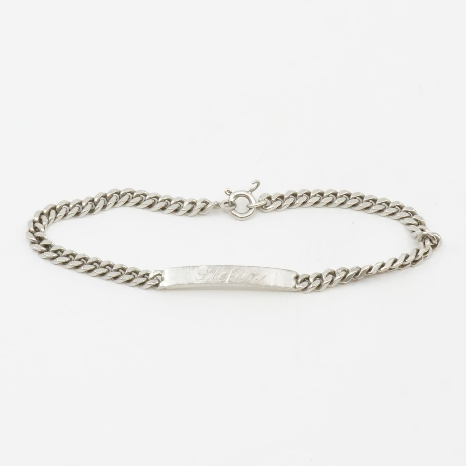 Armband Pansar med bricka Silver S925 14,1g Längd 21cm Bredd 4,5mm gravyr, skadad vid lås