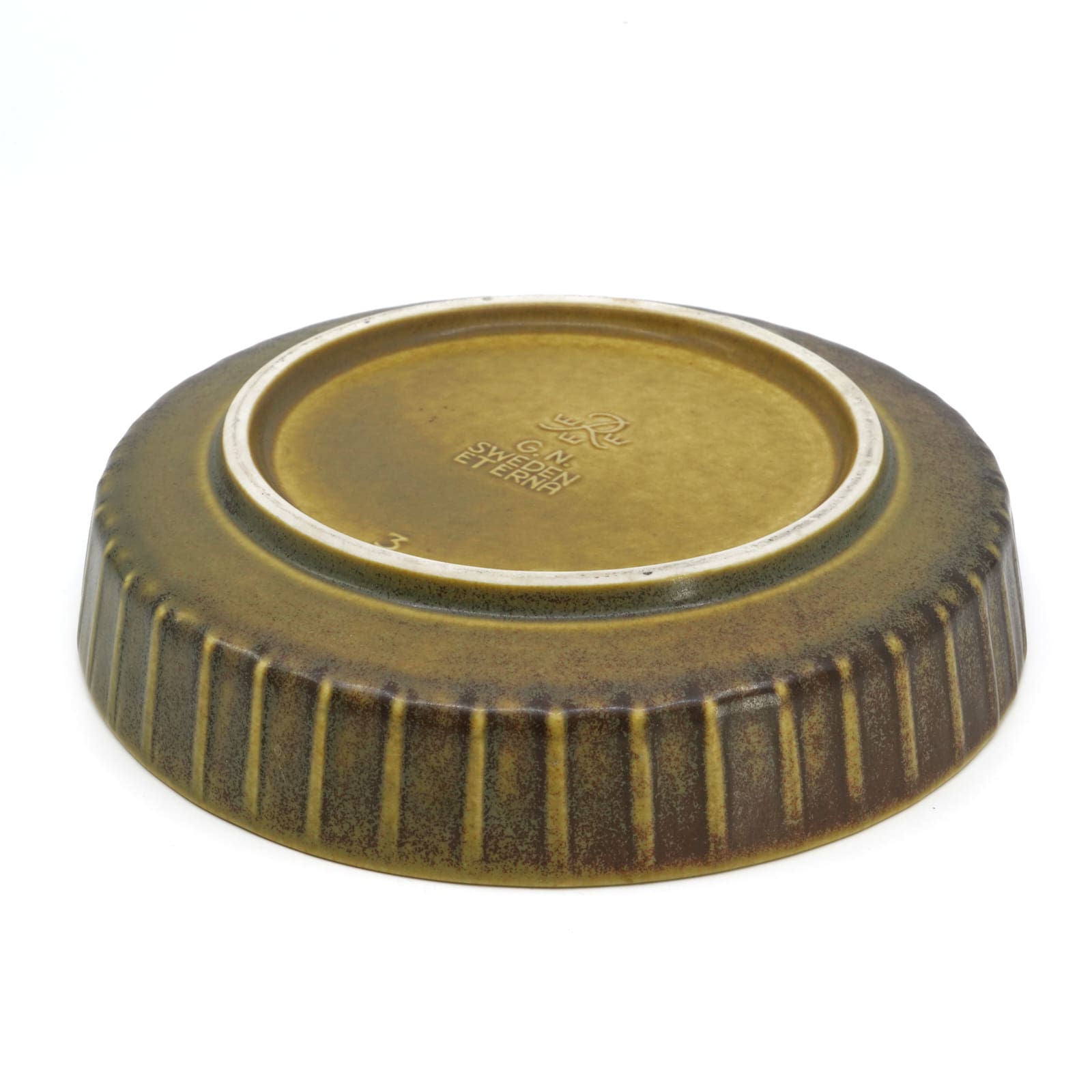 Gunnar Nylund, fat, glaserat stengods, “Eterna”, Rörstrand, diameter 20,5 cm, höjd 4,5 cm. - Bild 2