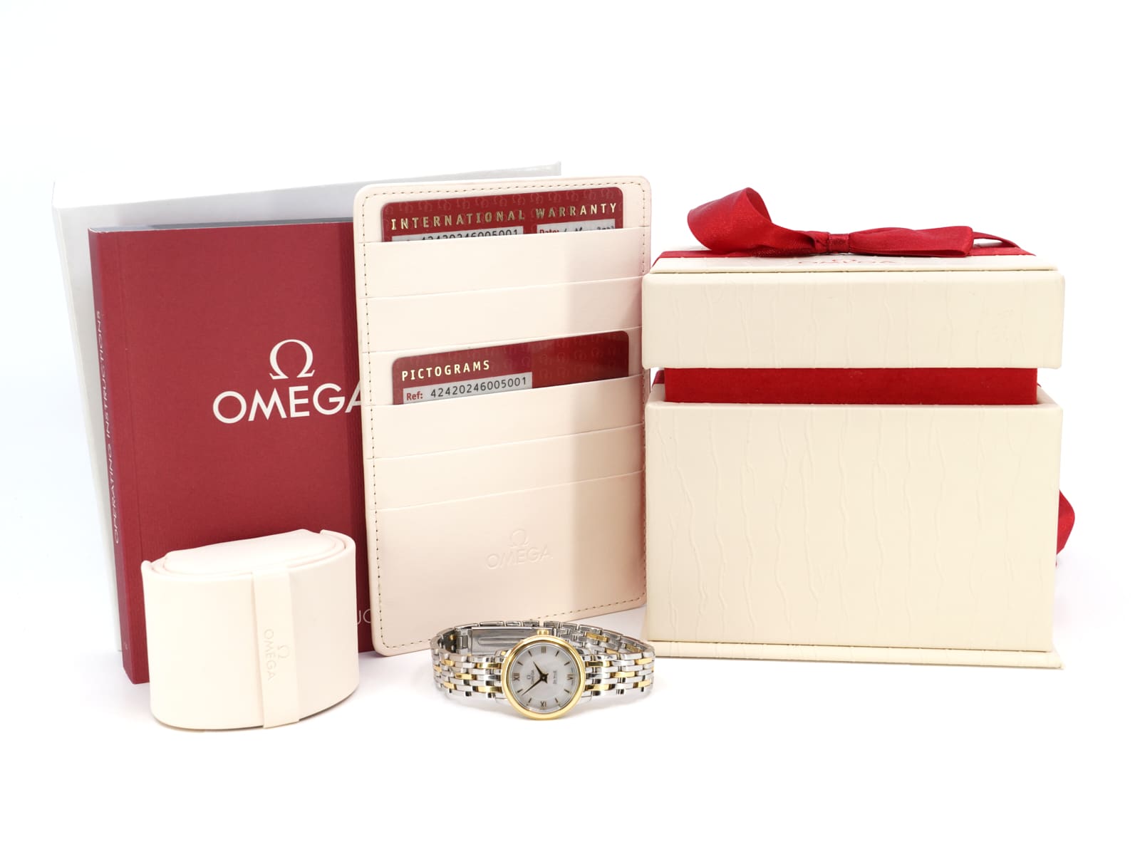 Omega De-Ville Prestige stål/guld 24,4 mm, kvarts MOP – urtavla, cert -23 tillbehör - Bild 6