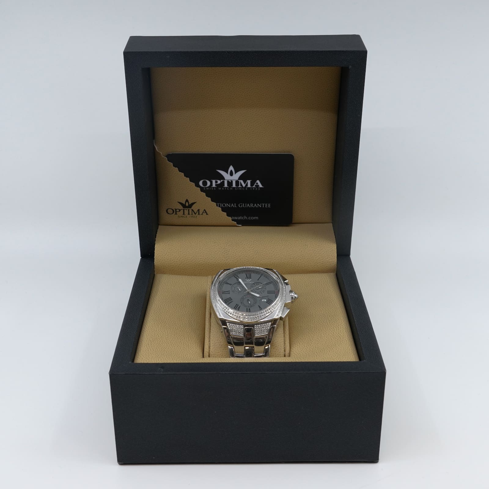 Armbandsur Optima modell OPTIMA OSC292-SS-D-2 Stål Längd 21+2cm Boett 46mm med diamanter och box - Bild 2
