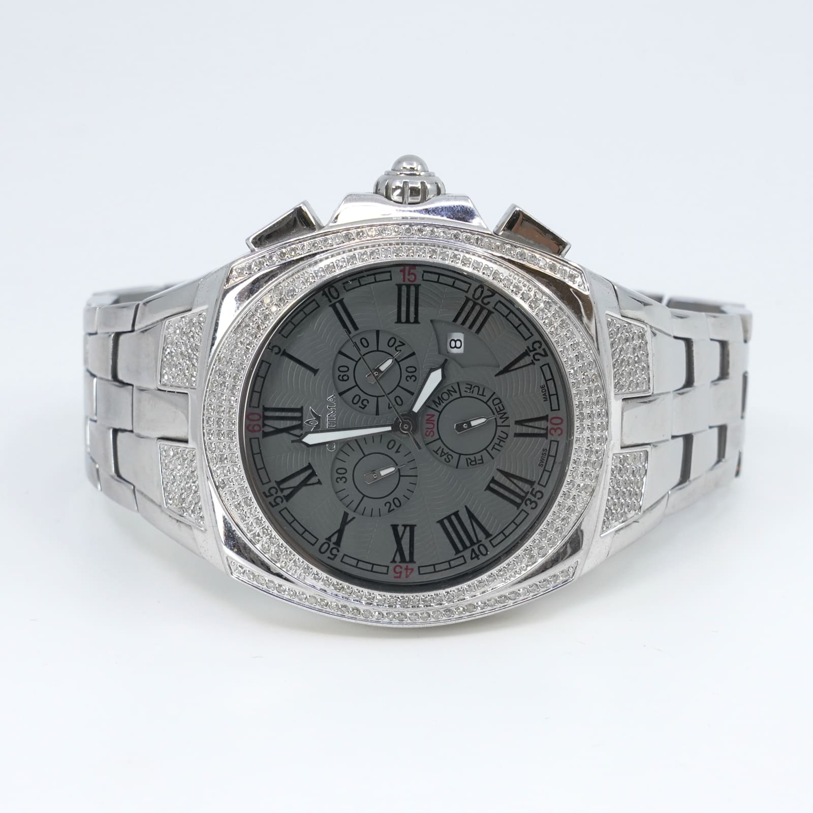 Armbandsur Optima modell OPTIMA OSC292-SS-D-2 Stål Längd 21+2cm Boett 46mm med diamanter och box - Bild 3