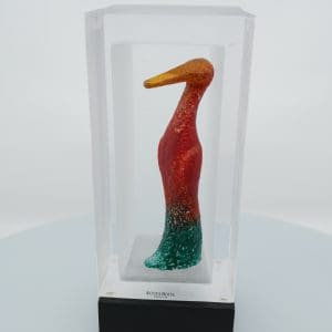 Glasskulptur Fågel i Glasblock Design Kjell Engman Kosta Boda