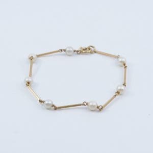 Armband Guld 18K 2,8g Längd 18cm Bredd 1-5mm Med pärlor