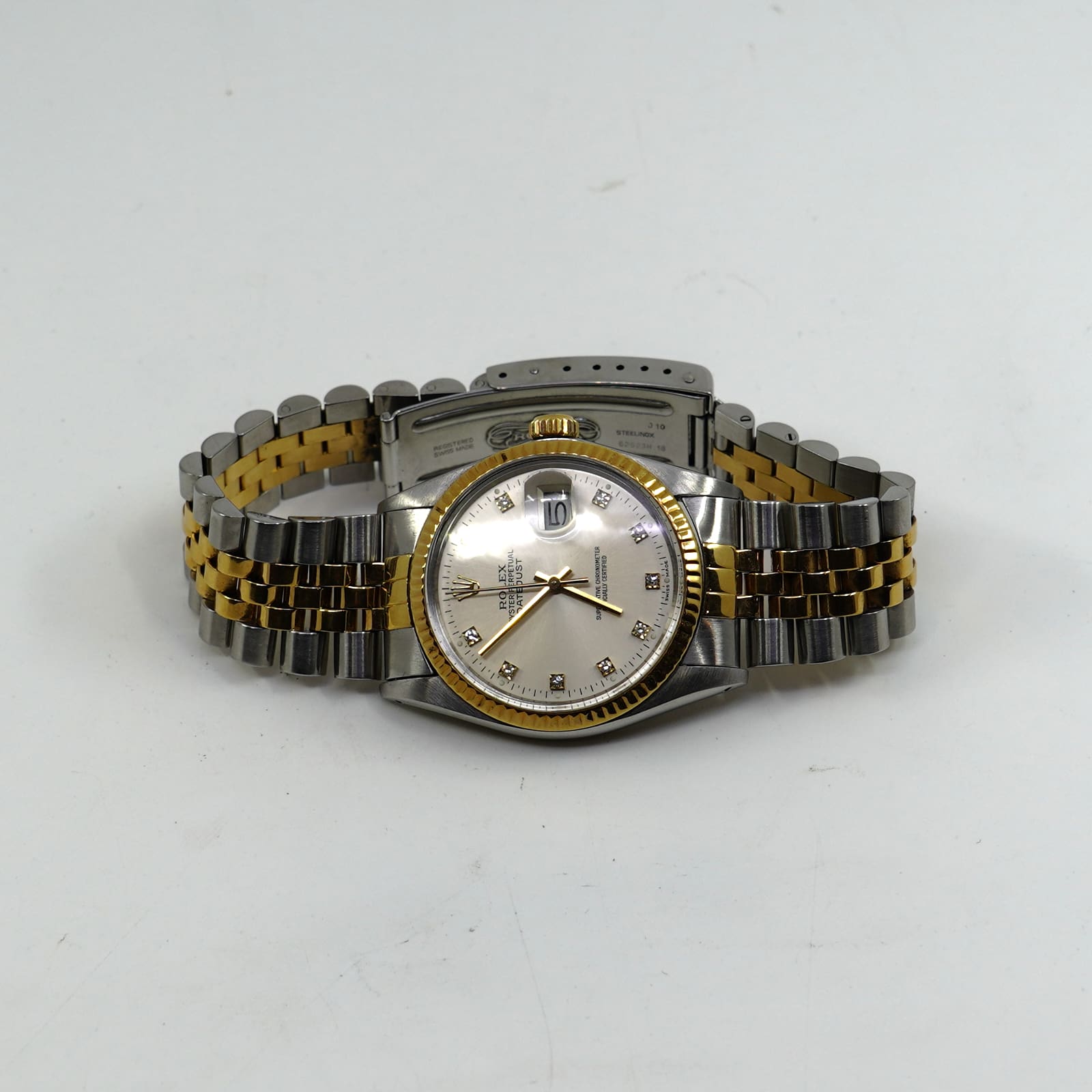 Armbandsur Rolex Guld/Stål Längd 17cm Boett 36mm, automatisk, refnr: 16013, srn: 8936779 (från 1986)