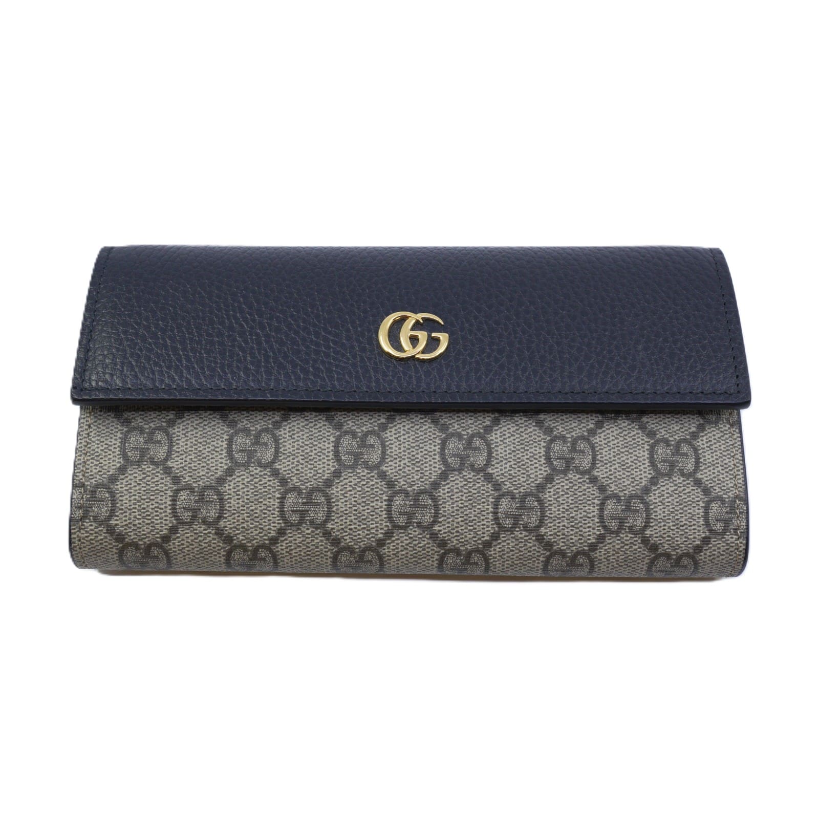 Clutch GUCCI ”Bi-colour GG Marmont Wallet On Chain” Svart Läder & Beige/Brun GG Supreme
