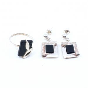 Smyckesset Silver S925 7,4g med svarta stenar