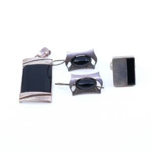 Smyckesset Silver S925 31,3g med svarta stenar