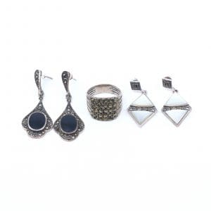 Smyckesset Silver S925 25g med markasiter & stenar
