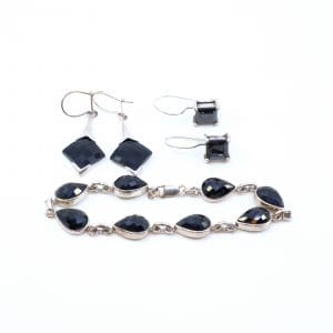 Smyckesset Silver S925 29,6g med svarta stenar