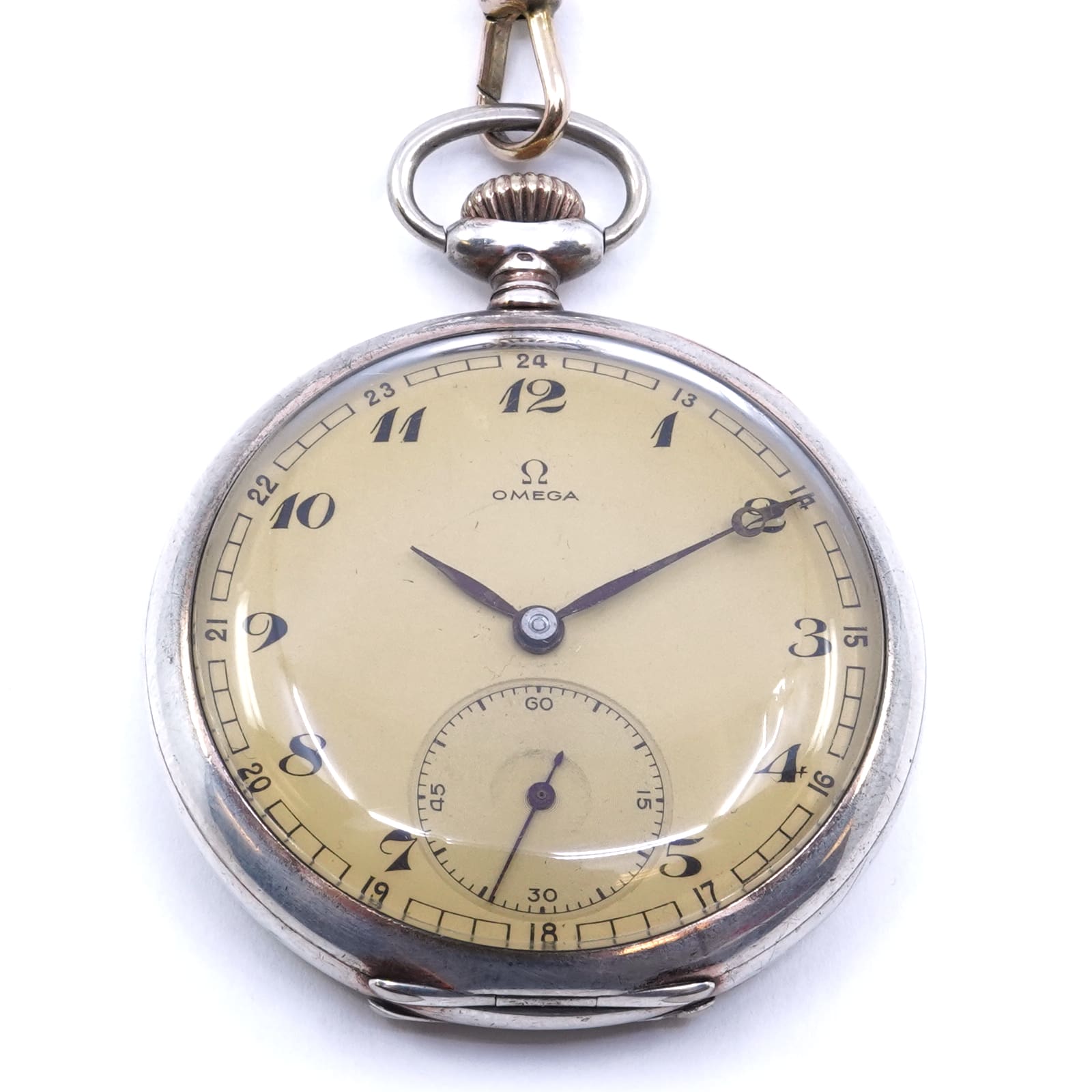Fickur Omega 48,5 mm silver manuell ankargång 1939
