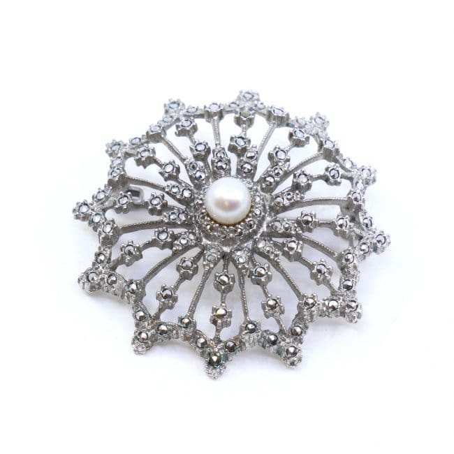 Brosch Silver S830 12,6g Bredd 40mm med stenar