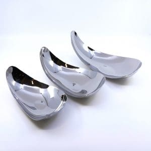 Skålset om tre skålar, Georg Jensen Leaf Bloom Collection  i rostfritt stål, originalkartong