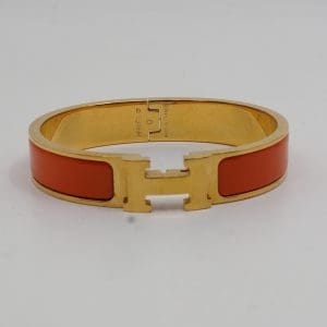 Hermes Clic Clac Armband orange och gulfärgad metall med dustbag i originalask