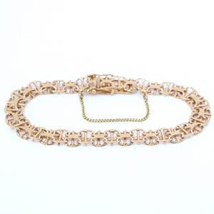 Armband X-länk med stav Guld 18K 13g Längd 18cm Bredd 7mm med säkerhetskedja pansar
