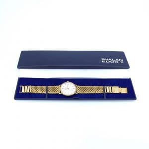 Herrur Edox Svalan Guld 18K i boett, boett 33mm armband i stål guldfärgat, automatic, 64,8g.