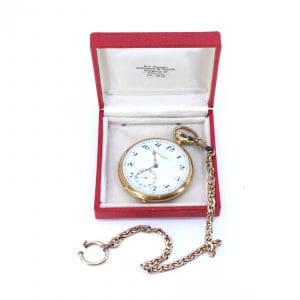 Fickur Dera Watch Co Geneve Guld 14K i boett, Boett 57mm, innerboett oädel, kedja oädel 107,7g
