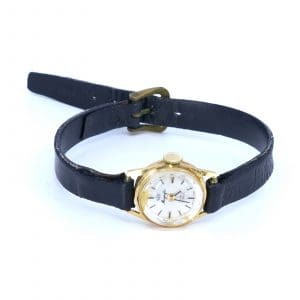Damur Magnific Guld/Stål 18K i Boett 16mm läderband slitet, tickar ej 8,2g.
