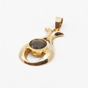 Hänge Guld 18K 2,3g Höjd 32mm med brun sten