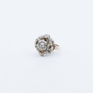 Ring tvåfärgat Guld 18K 6,3g Ø18,75 med oslipad diamant