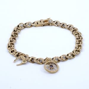 Armband Bismarck med 2 berlocker Guld 18K 22,1g Längd 21cm Bredd 18mm