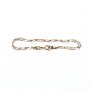 Armband Flätad Guld / Vitguld 18K 3,1g Längd 16cm Bredd 4mm