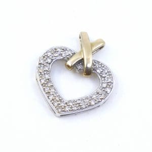 Hänge Hjärta Guld / Vitguld 18K 1,4g Bredd 14mm Höjd 15mm med diamanter 30x ca 0,001ct