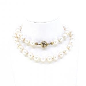Pärlcollier Guld 09K 35g Längd 49cm med odlade pärlor Ø7,5-8mm