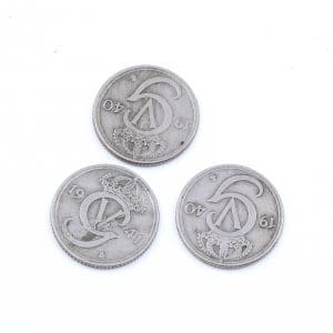 Mynt 3st Silver S600 (60%) 7g - 25 Öre - Sverige - År 1940-1941