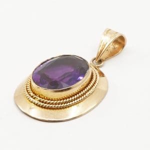 Hänge/berlock Guld 18K 5,0g Höjd 34mm med lila sten