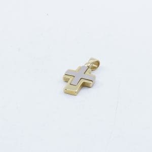 Hänge kors tvåfärgat Guld 18K 3,7g Bredd 14mm Höjd 25mm