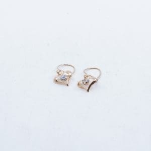Örhängen Guld 18K 0,7g Höjd 2mm hjärta med stenar