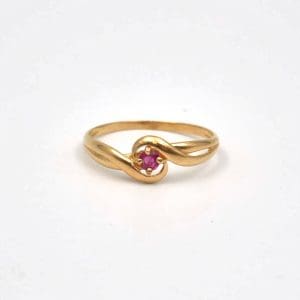 Ring Guld 18K 1,3g Ø17 med rosa sten