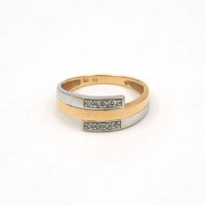 Ring tvåfärgad 18K 2,1g Ø16 med diamanter 8xca0,005ct