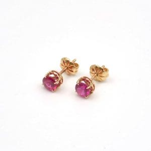Örhängen 18K 1,1g Höjd 5mm Diameter 5mm med rosa stenar