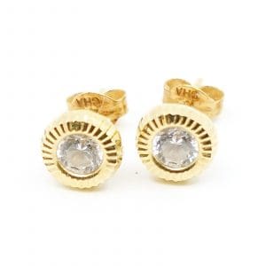 Örhängen Guld 18K 0,8g Höjd 6mm Diameter 6mm med stenar