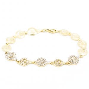 Armband tvåfärgat Guld 18K 8,0g Längd 18,5cm Bredd 10mm med stenar