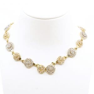 Collier tvåfärgat Guld 18K 19,1g Längd 46,5cm Bredd 10mm med stenar