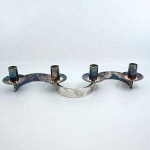 Ljustake "Slingan" Josef Frank för Svenskt Tenn, försilvrad mässing, 36x9cm, oxiderad, stearinrester