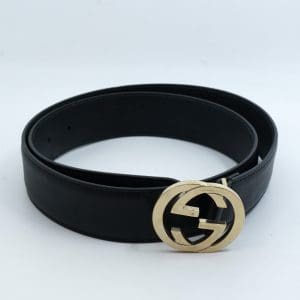 Skärp Gucci GG Buckle Belt, svart läder, modell: 370543, Brukslitage