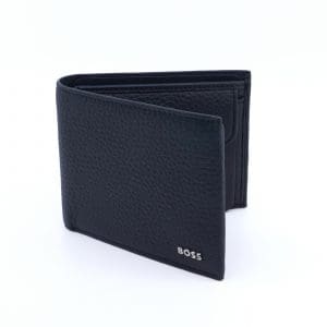 Plånbok Boss Crosstown Trifold svart läder 12 x 9,5 x 3cm