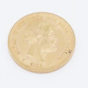 Mynt Guld 21K 8,9g Oscar II Sveriges och Norges Konung 1899 20 Kronor